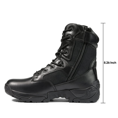 NORTIV 8 Mens Military Tactical Work Boots Side Zip 8 Inches Hiking Motorcycle Combat Boots Black Size 8.5 M US Response