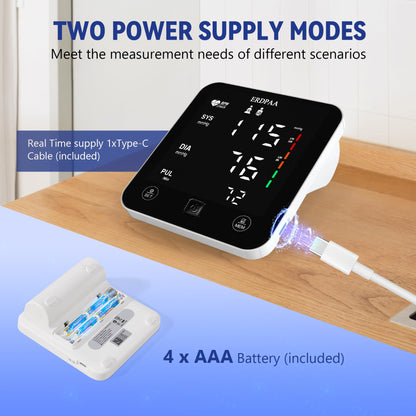 Blood Pressure Monitor for Home Use,Automatic Upper Arm High Blood Pressure Monitor with XL Pressure Cuff, Large Screen Rechargeable Digital Electric Bp Machine with Large Cuff