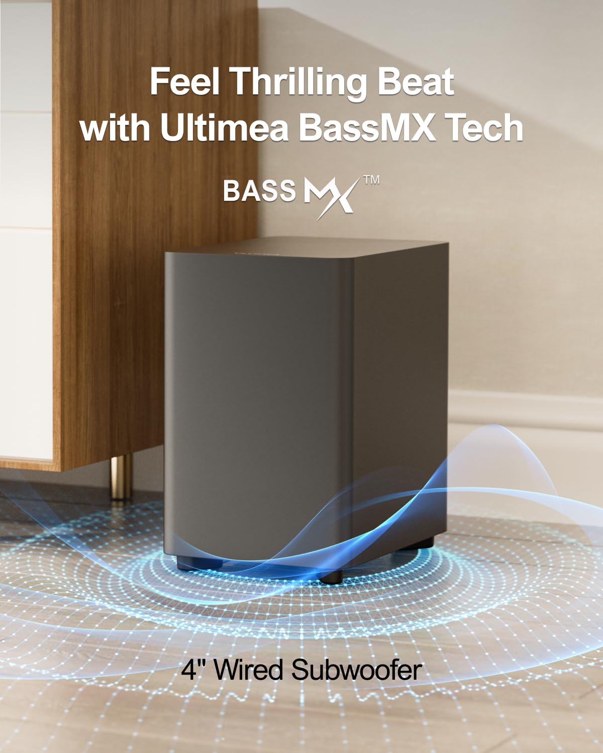 ULTIMEA 7.1ch Virtual Surround Sound Bar, Sound Bar for Smart TV with 4 Surround Speakers, Peak Power 330W, Surround Sound System for TV, App Control, TV Soundbar with Subwoofer, Opt/AUX/BT, Aura A40