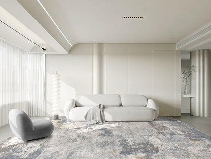 UERMEI 9x12 Area Rug Living Room Rugs - Washable Neutral Modern Abstract Soft Thin Large Rug Indoor Floor No Slip Rug Carpet for Bedroom Under Dining Table Home Office Decor - Blue Grey