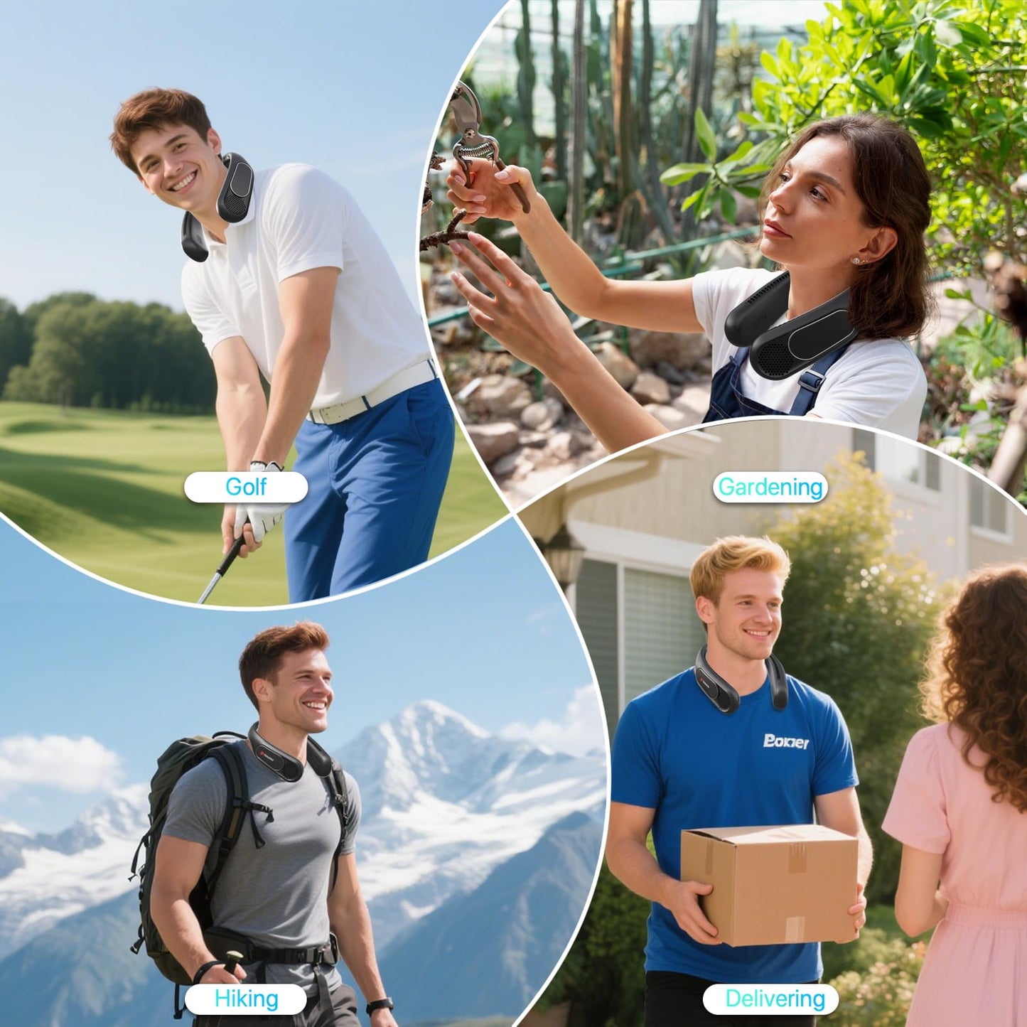 Hotsales Neck Fan, Hands Free Bladeless Neck Fans Portable Rechargeable, 6000 mAh Battery Operated Wearable Personal Fan, Cooling Neck Fan, 3 Speeds, USB Fan Gifts for Men, Women, Travel, Outdoor