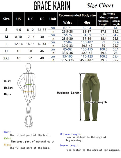 GRACE KARIN Womens Casual High Waist Pencil Pants with Pockets Bow-Knot Cropped Paper Bag Pants for Work Bluish Green S