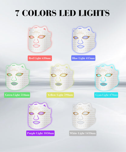 SDKWDH Red Light Therapy for Face, 7 Colors LED Face Mask Light Therapy At Home, Led Face Mask Light Therapy, White