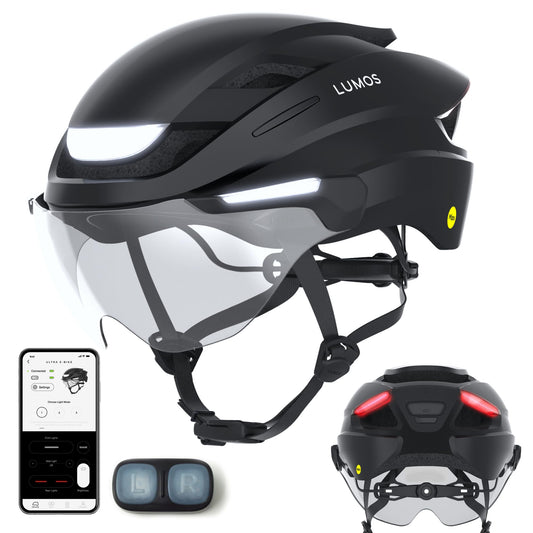 Lumos Ultra E-Bike Smart Helmet | NTA 8776 Certified | Front & Rear LED Lights | Retractable Face Shield | App Controlled | EBike, Scooter, Cycling, Bicycle | Adults, Men Women