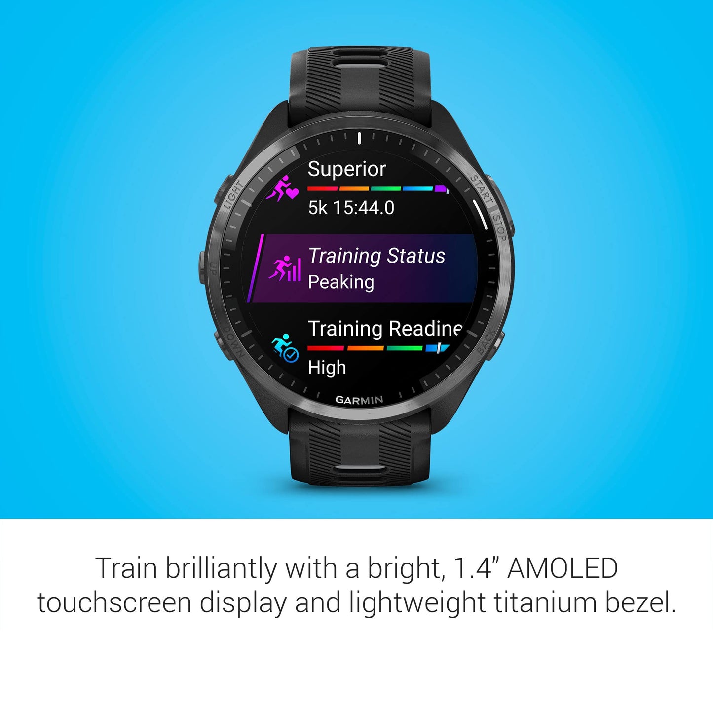 Garmin Forerunner® 965 Running Smartwatch, Colorful AMOLED Display, Training Metrics and Recovery Insights, Black and Powder Gray, 010-02809-00