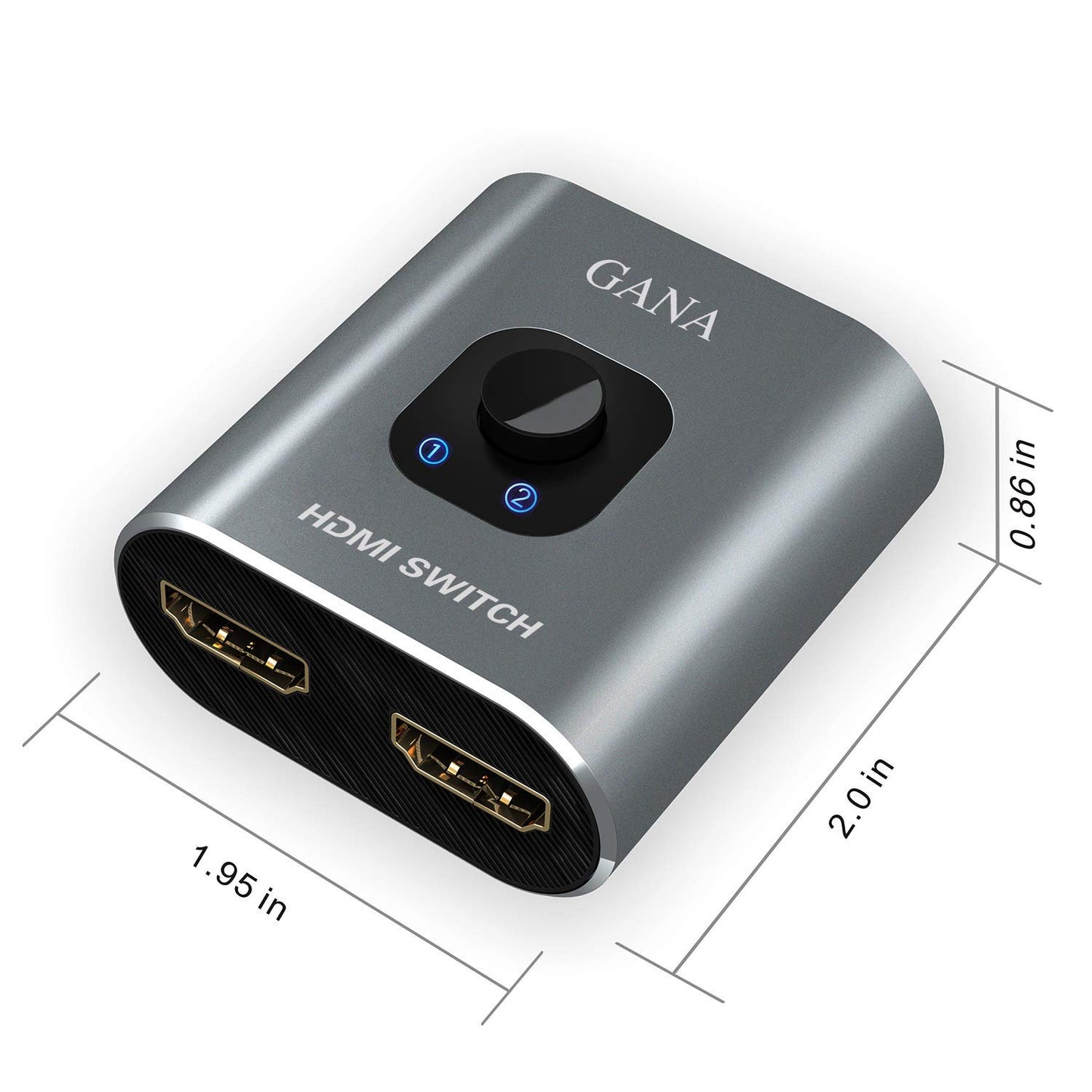 HDMI Switch 4k@60hz Splitter, GANA Aluminum Bidirectional HDMI Switcher 2 in 1 Out, Manual HDMI Hub Supports HD Compatible with Xbox PS5/4/3 Blu-Ray Player Fire Stick Roku