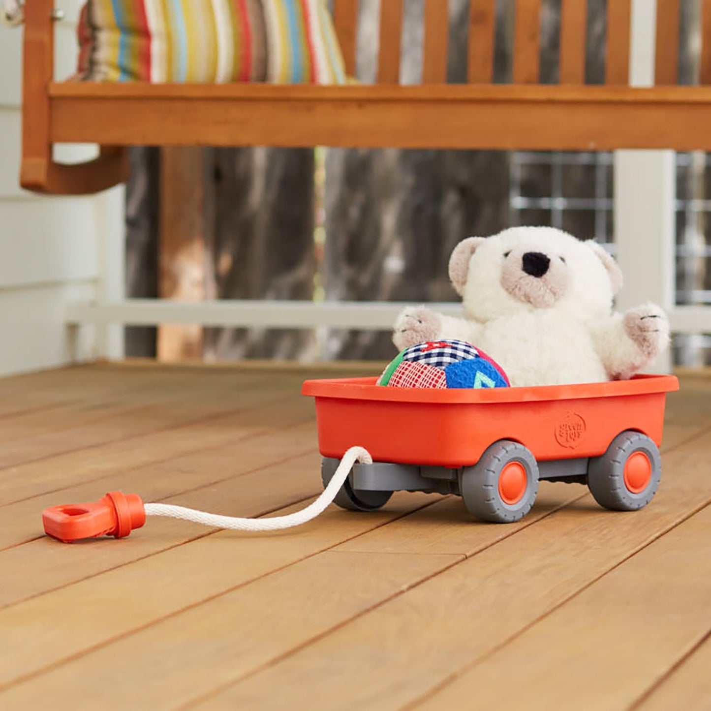 Green Toys Wagon, Orange CB - Pretend Play, Motor Skills, Kids Outdoor Toy Vehicle. No BPA, phthalates, PVC. Dishwasher Safe, Recycled Plastic.