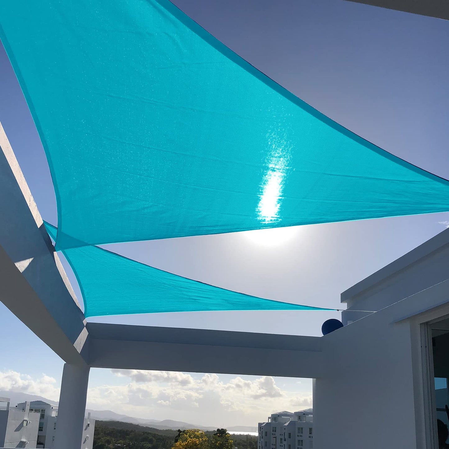 SUNNY GUARD Sun Shade Sail 8' x 16' Rectangle Turquoise Blue UV Block Sunshade for Backyard Yard Deck Patio Garden Outdoor Activities and Facility(We Make Custom Size)