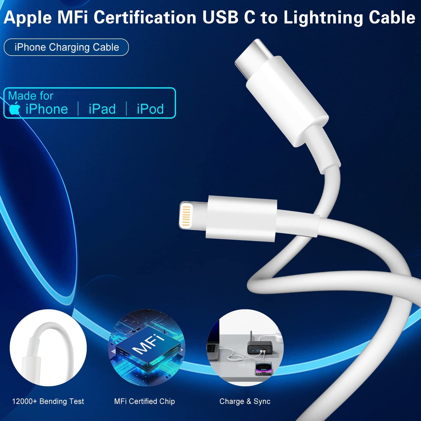 Fast Charger iPhone,Dual Port A/C iPhone Charger Fast Charging Block,2Pack Super Quick Double Apple iPhone Wall Charger Power Adapter 10FT USB C to Lightning Cable for iPhone 14/13/12/11/ProMax/XS/XR