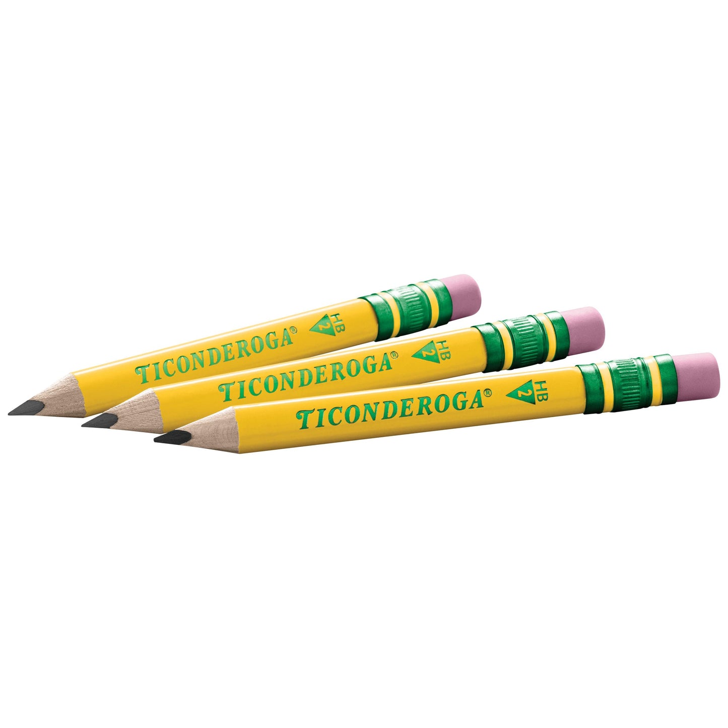 Ticonderoga My First Short Triangular Wood-Cased Pencils, #2 HB Soft, With Erasers, Yellow, 12 Count