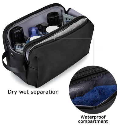 BAGSMART Toiletry Bag for Men, Travel Toiletry Organizer Dopp Kit Water-resistant Shaving Bag for Toiletries Accessories, Door Room Essentials,Black-large