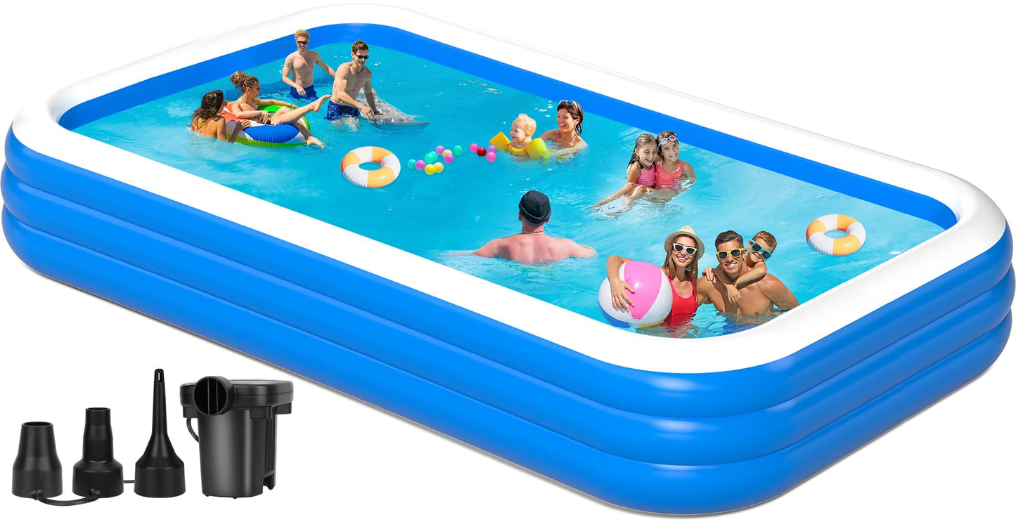 Extra Large Inflatable Pool with Pump - 180'' x 76'' x 22'' Oversized Thickened Blow Up Pool for Adults, Family Swimming Pool for Backyard, Garden and Outdoor Fun