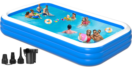 Extra Large Inflatable Pool with Pump - 180'' x 76'' x 22'' Oversized Thickened Blow Up Pool for Adults, Family Swimming Pool for Backyard, Garden and Outdoor Fun