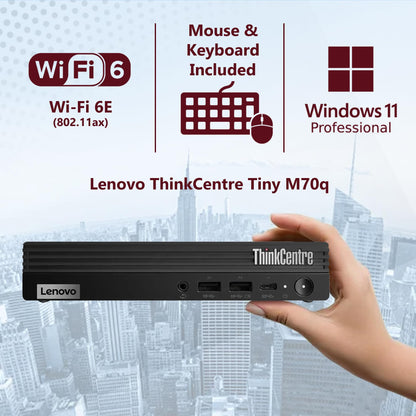 Lenovo ThinkCentre Tiny M70q Gen 5 Intel 14-Core i5-14400T (Beat i7-13700T), 32GB DDR5 RAM, 1TB NVMe, WiFi 6E, Bluetooth, RJ-45, DP Port, HDMI, W11P, Business Desktop