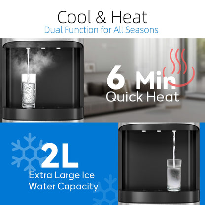 Manastin Bottom Loading Water Cooler Dispenser for 3-5 Gallon Bottles, 3 Temperature - Hot, Cold & Room Water with Child Lock, Ideal Design for Home & Office, Mirror Silver