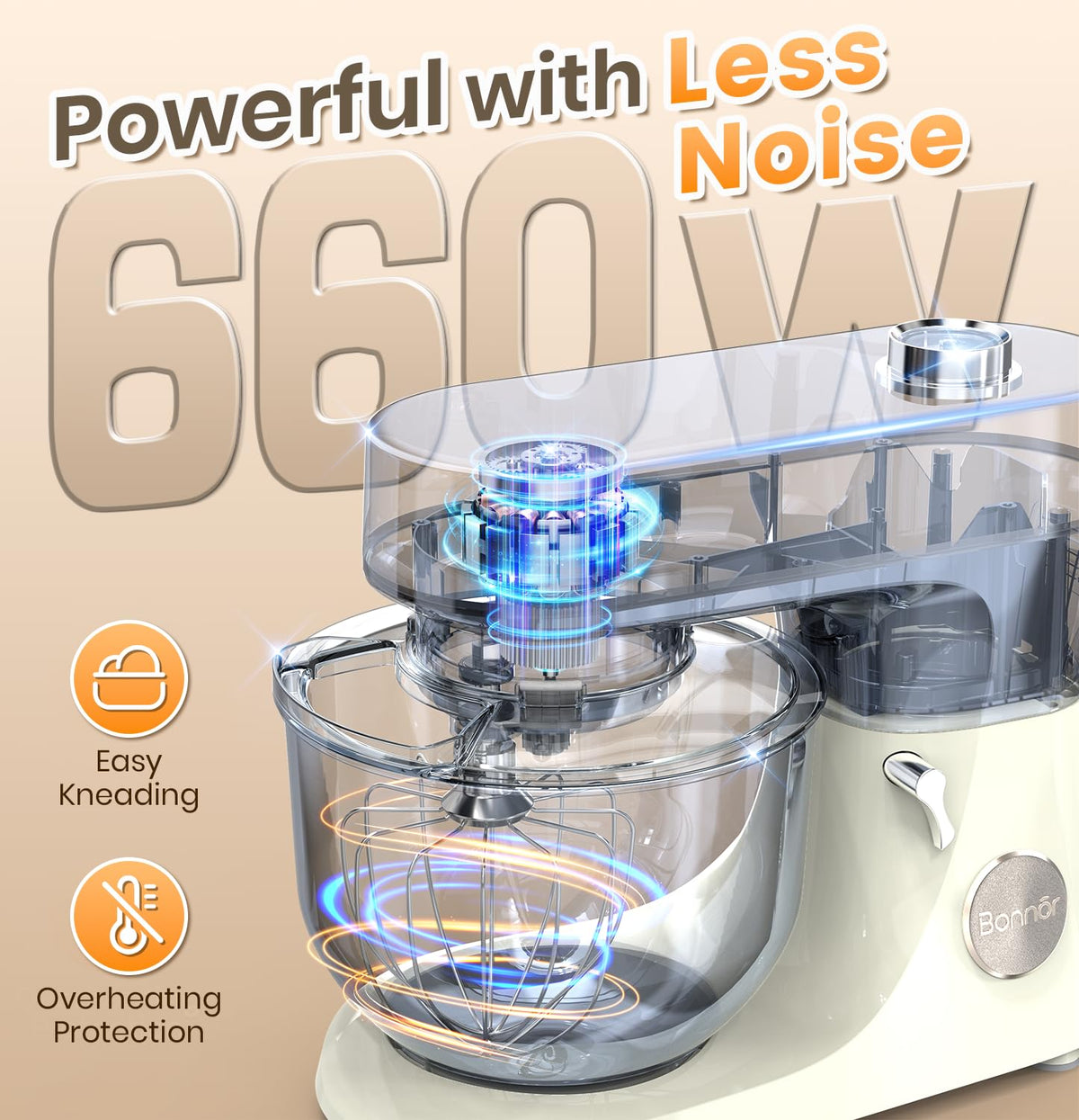 Bonnor Stand Mixer 6QT Kitchen Mixer with LED Smart Touchscreen, 11-Speed Tilt-Head Mixer with Timer, 4 Preset Menus, Stainless Steel Bowl, Dough Hook, Whisk, Beater,Green