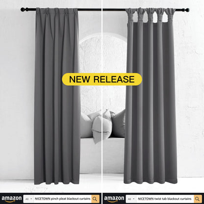 NICETOWN Grey Full Shade Curtain Panels, Pair of Energy Smart & Noise Blocking Out Blackout Drapes for Dining Room Window, Thermal Insulated Guest Room Lined Window Dressing(Gray, 52 x 84 inch)