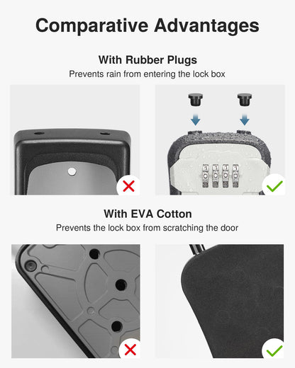 Puroma Lock Box, Key Lock Box Wall Mount & Portable Combination Lockbox with Resettable Code, Security Lockbox for Outside House Keys, Apartment Realtors Spare Keys Storage (1 Pack, Gray)