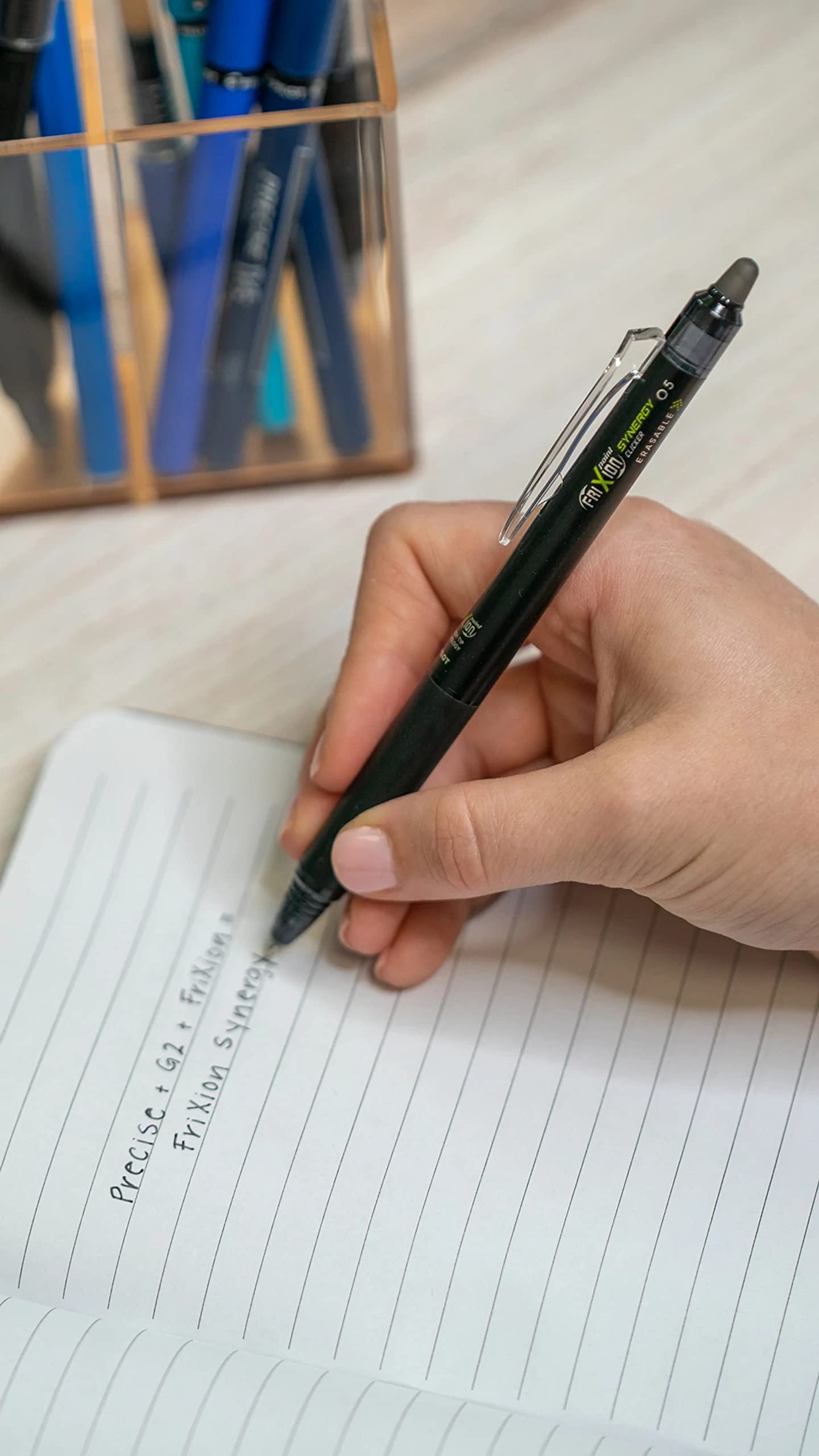 Pilot, FriXion Synergy Clicker Erasable, Refillable, Retractable Gel Ink Pens, Extra Fine Point 0.5 mm, Pack of 7, Assorted Colors