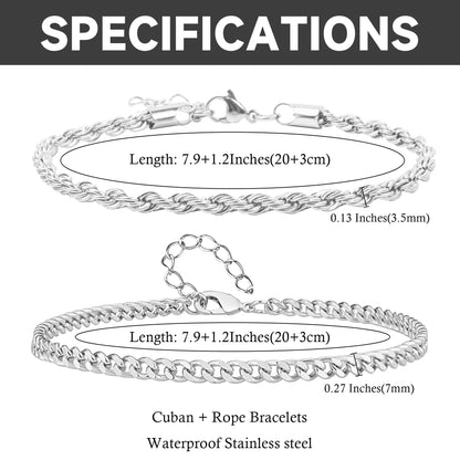 Pealicious Mens Bracelet Silver Bracelets for Men as Fathers Day Gifts for Dad Him Son Men Boys Bracelet, Stainless Steel Silver Cuban Link Bracelet for Men as Waterproof Men Jewelry