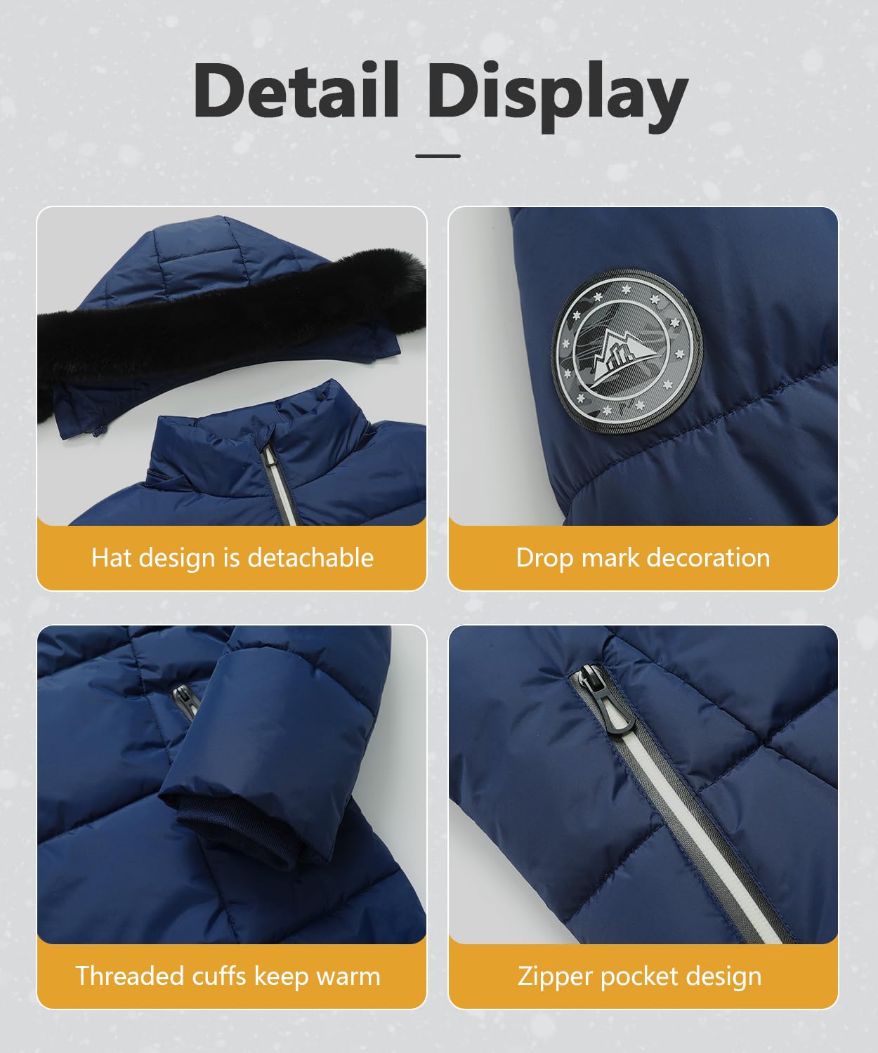 MOERDENG Women's Winter Windproof Warm Down Coats Waterproof Thicken Hooded fashions Puffer Jacket Dark Blue 02-XXL