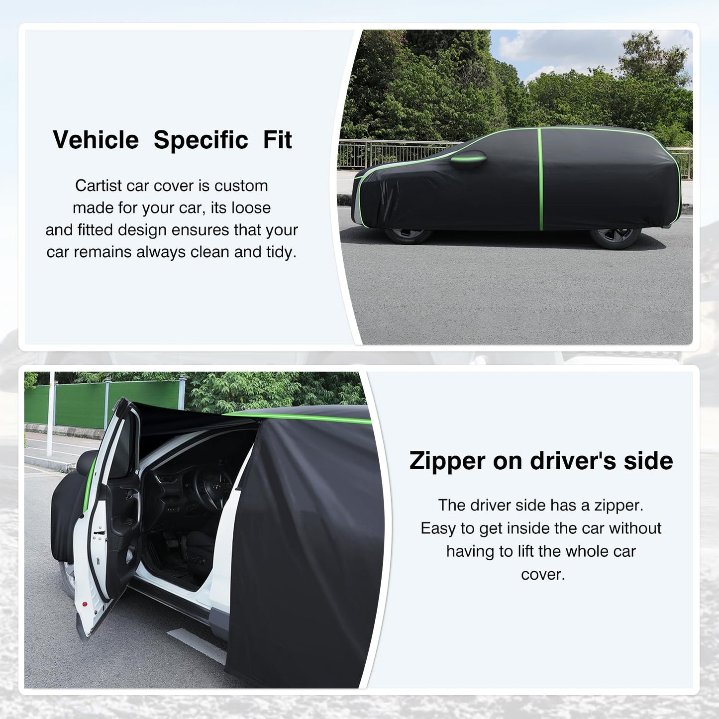 Cartist Car Cover Fits for Honda Accord Sedan/Coupe 1976-2025 All Weather Car Covers Outdoor for Accord Accessories Waterproof Anti UV with Zipper & Reflective Safety Strips