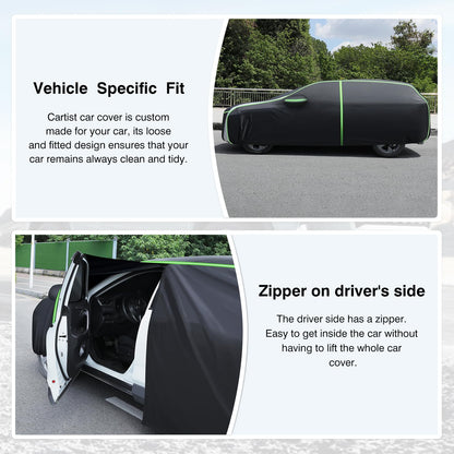 Cartist Car Cover Fits for Honda Accord Sedan/Coupe 1976-2025 All Weather Car Covers Outdoor for Accord Accessories Waterproof Anti UV with Zipper & Reflective Safety Strips