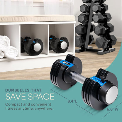 Lifepro Adjustable Dumbbells Set/Single - 15lb 43lb 55lb 90lb 25 lb Dumbbell Sets with Rack - Quick Adjust, Secure Grip weights dumbbells set - Compact Hand Weights for Women/Men at Home Gym