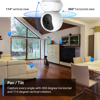 TP-Link Tapo 2K Pan/Tilt Security Camera for Baby Monitor, Pet Camera w/ Motion Detection and Tracking, 2-Way Audio, Night Vision, Cloud & SD Card Storage, Works w/ Alexa & Google Home (Tapo C210)