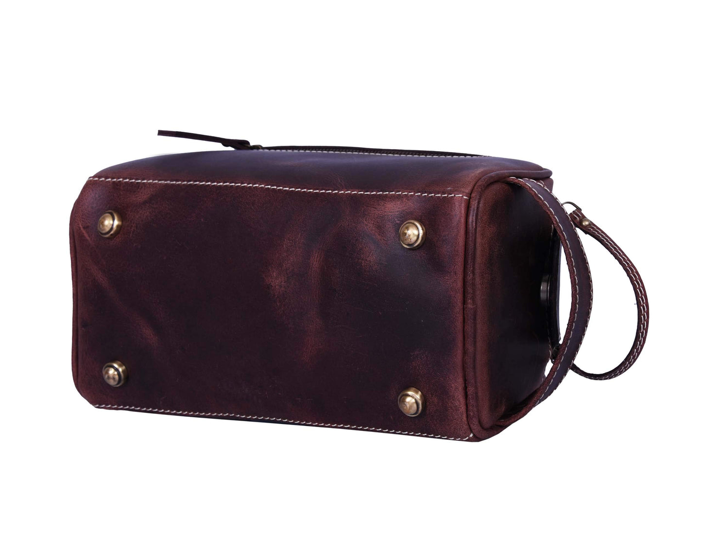 Leather Toiletry Bag for Men | Grooming Travel Kit | With Waterproof Lining | By Aaron Leather (Dark Brown)