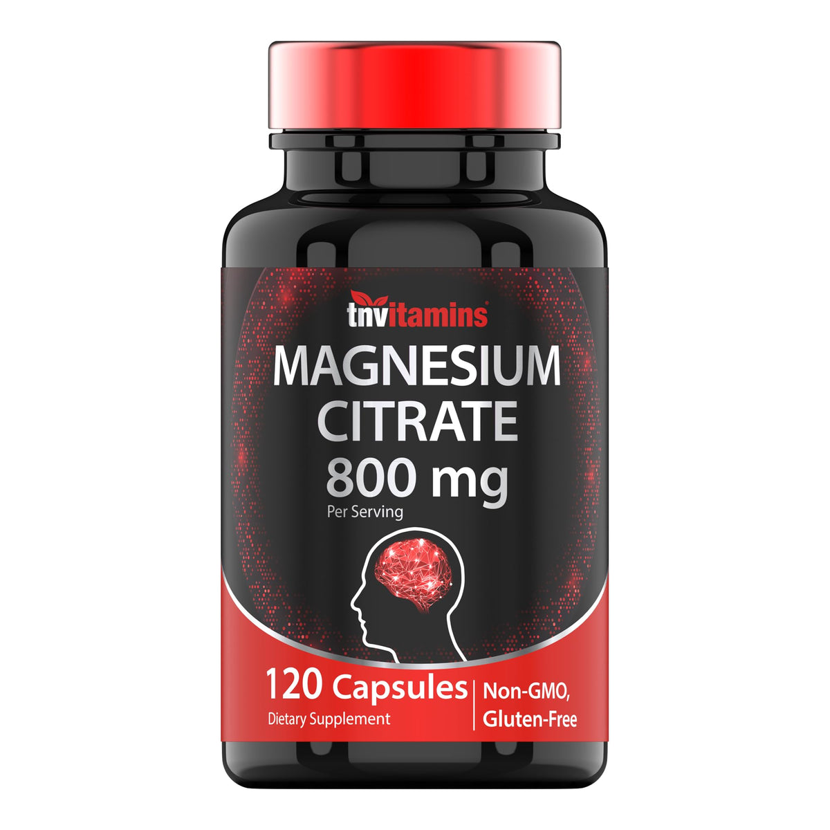 TNVitamins Magnesium Citrate 800 MG - 120 Capsules | Two Month Supply! | Pure Magnesium Citrate Powder Capsules | Citrato De Magnesio | Non-GMO | Produced in the USA!
