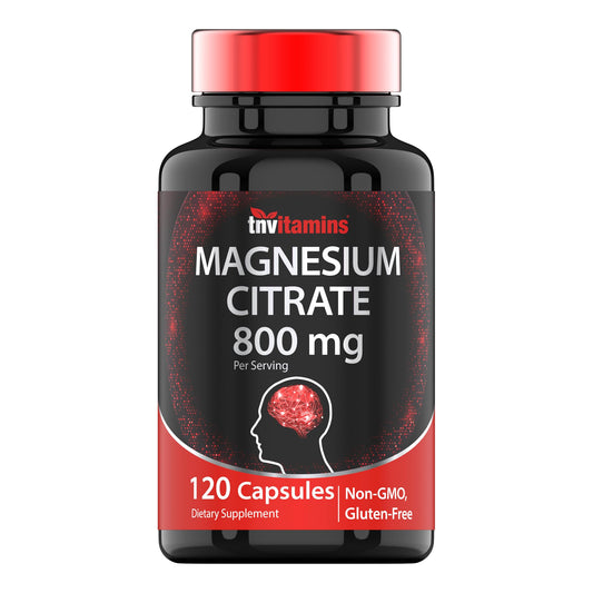 TNVitamins Magnesium Citrate 800 MG - 120 Capsules | Two Month Supply! | Pure Magnesium Citrate Powder Capsules | Citrato De Magnesio | Non-GMO | Produced in the USA!