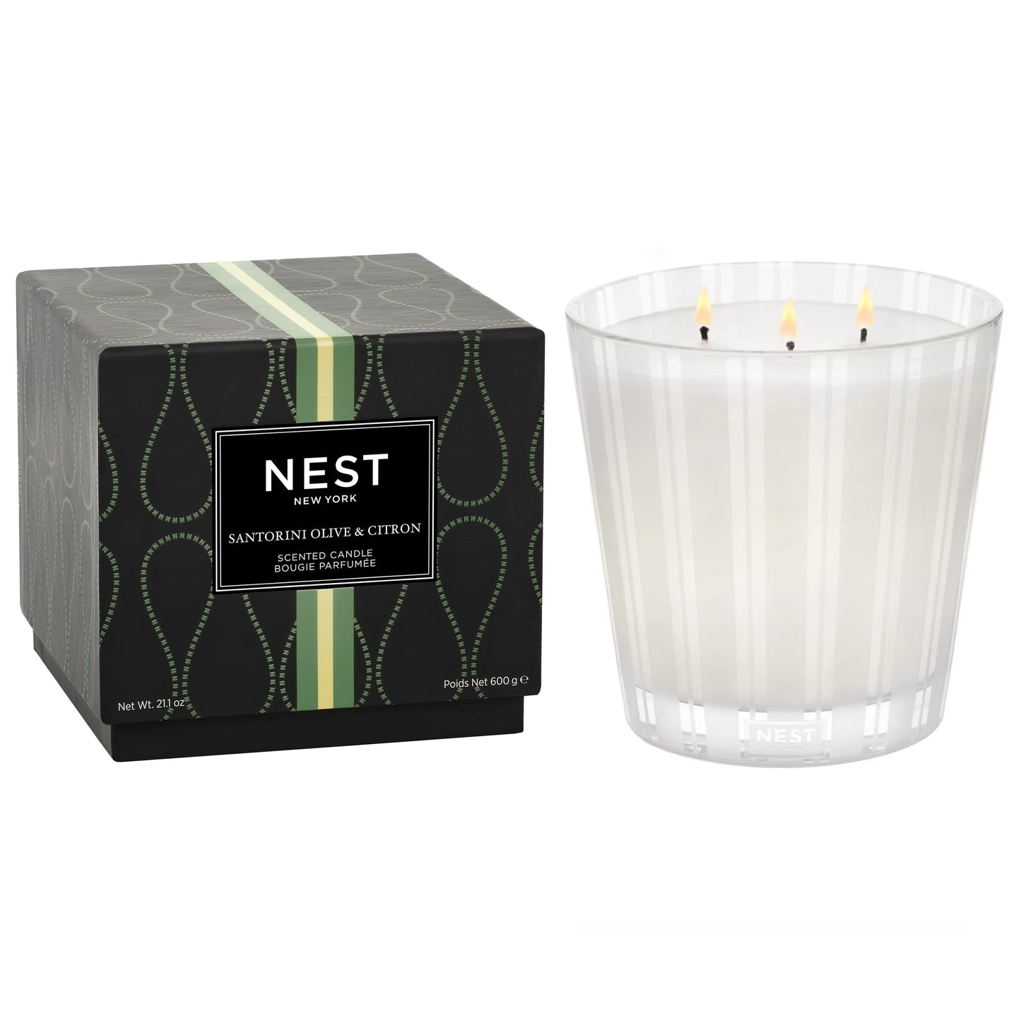 NEST New York Santorini Olive & Citron Scented 3-Wick Candle