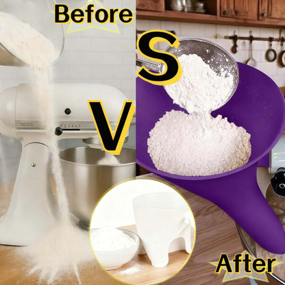 Flour Funnel for KitchenAid Mixer 5 Qt, Anti-Splash Attachment for Tilt-Head Stand Mixer 4.5 & 5 Quart (KSM150), Dishwasher Safe No-Mess Baking Tool, Easy Pour Accessory (White)