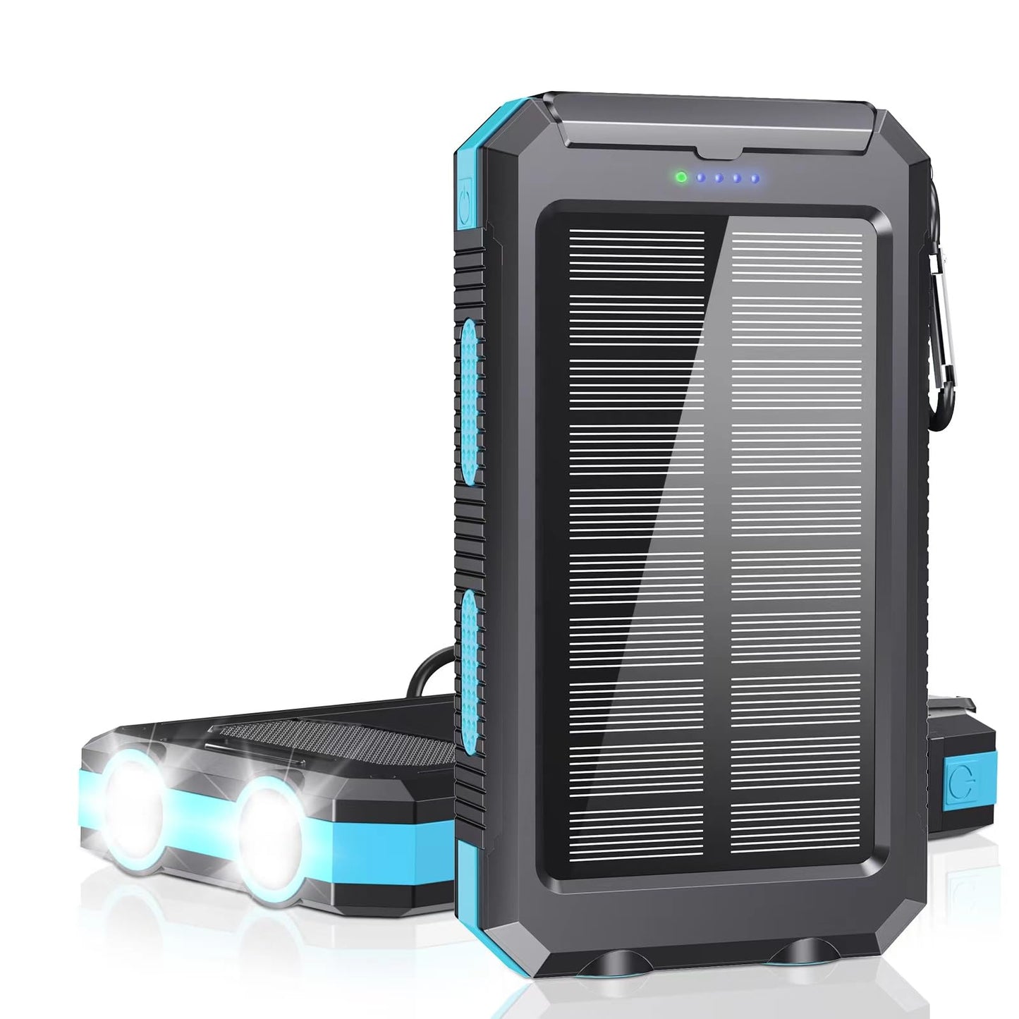 Power Bank 36800mAh Solar Portable Charger with USB-C 5V/2.4A Fast Charging Compatible with iPhone, with 2 LED Flashlights and IPX5 Waterproof External Backup Battery Pack Perfect for Camping, Hiking