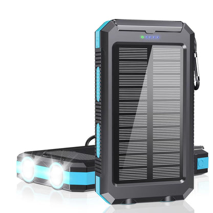 Power Bank 36800mAh Solar Portable Charger with USB-C 5V/2.4A Fast Charging Compatible with iPhone, with 2 LED Flashlights and IPX5 Waterproof External Backup Battery Pack Perfect for Camping, Hiking