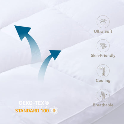 Epitex Cloud Top Twin Size 3 Inch Mattress Topper – Extra Thick and Fluffy Pillow Top for Twin Bed, Breathable, Cooling and Supportive with 8-16'' Deep Pocket Design, Skid-Proof Bottom, White