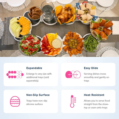 The Lazy Susan Revolution - Full Set - Dark Gray - The First Patented Lazy Susan Turntable Expandable for Rectangular & Oblong Tables - Kitchen & Dining Tables - Great Gift! Parties & Gatherings.