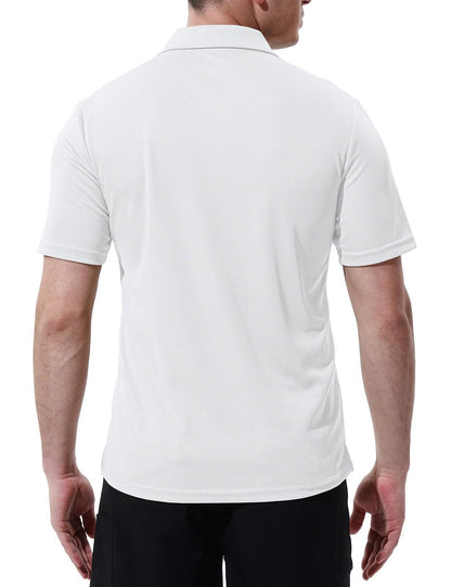 Rdruko Men's Polo Shirts with Pocket Short Sleeve Collared Dry Fit Moisture Wicking Golf Polo Shirts(White, US XXXL)