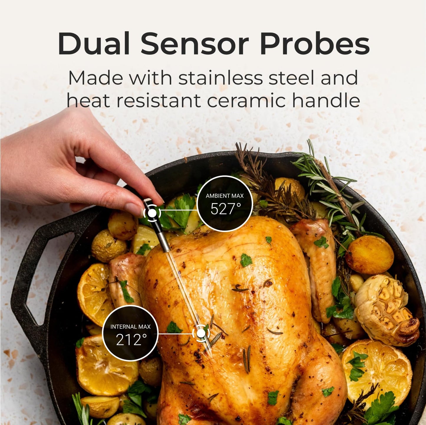 MEATER SE: Smart Bluetooth Meat Thermometer | Long Wireless Range | for Oven, Grill, Kitchen, BBQ, Smoker, Air Fryer | Step-by-Step Recipes in App | Dual Sensors | Black Charger [2024 Release]