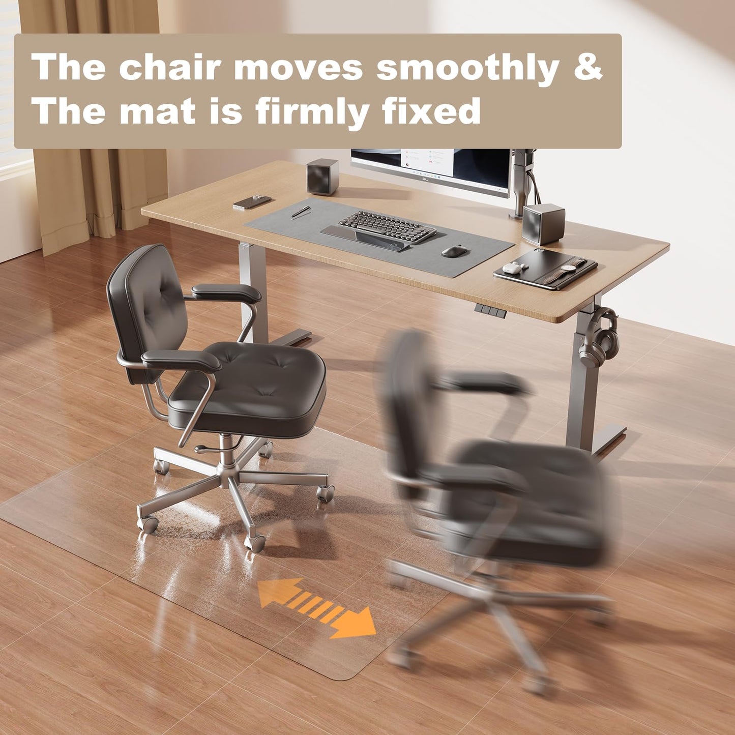 [Two-Sided Usable] 36” x 48” Hard Floor Chair Mats for Office, Clear Computer Chair Mat for Hardwood, Plastic Desk Floor Mat for Hardwood Floors, Rubber Office Chair Mat for Tile/Laminate Floor