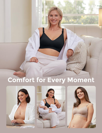 Momcozy Seamless Nursing Bra for Women 2 Pack Comfort Smooth Breastfeeding Maternity Bralette Wireless Pregnancy Bra