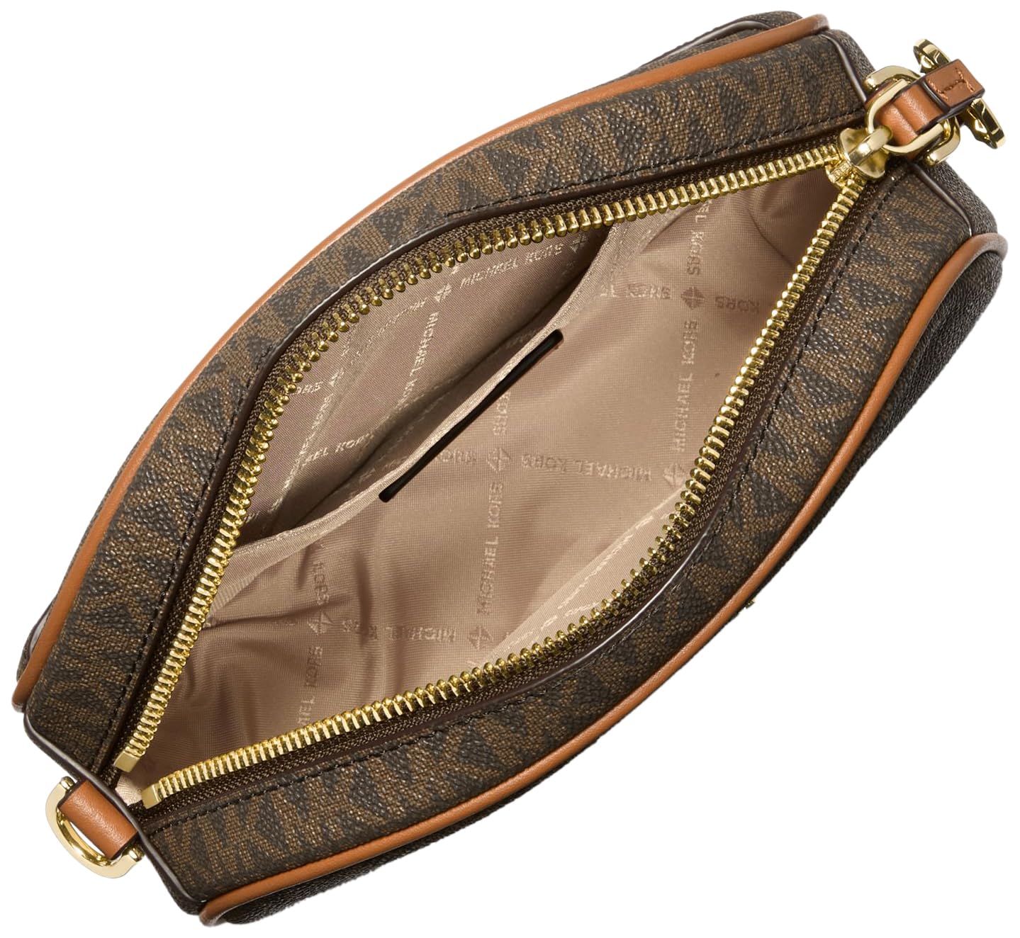 Michael Kors Jet Set Charm Small Oval Camera Crossbody Bag, Gold-Tone Hardware/Brown/Acorn