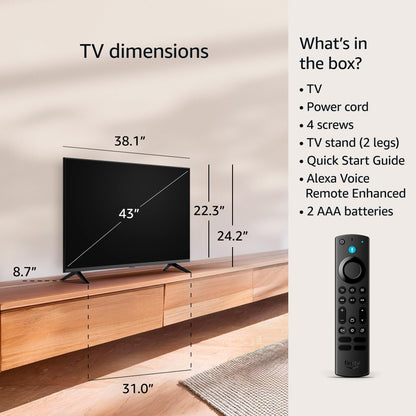 Amazon Fire TV 43" 4-Series 4K UHD smart TV, stream live TV without cable, 2024 release