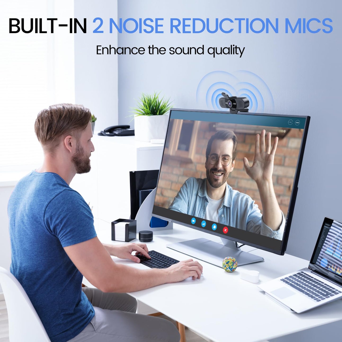 EMEET 1080P Webcam with Microphone, C960 Web Camera, 2 Mics, 90° FOV, USB Type-A & A-to-C Adapter, Plug&Play Computer Camera for Online Calling/Conferencing, Zoom/Skype/Facetime/YouTube, 2025 Version