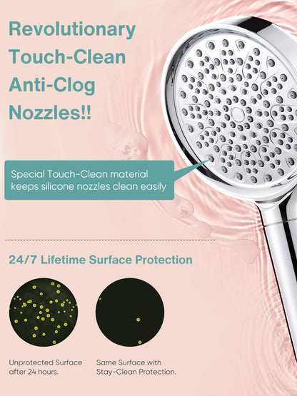 Cobbe Filtered Shower Head with Handheld, High Pressure 6 Spray Mode Showerhead with Filters, Water Softener Filters Beads for Hard Water - Remove Chlorine - Reduces Dry Itchy Skin, Chrome