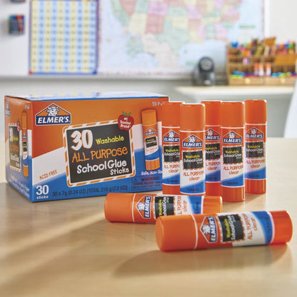 Elmer's All Purpose School Glue Sticks, Washable, 7 Grams, 30 Count