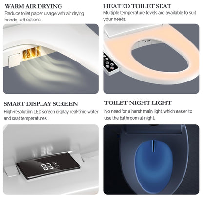 XCQQ Electric Heated Bidet Toilet Seat with Warm Water Wash, Warm Air Dryer, Soft Closed Lid, Night Light, LED Display, Toilet Seat with Bidet Requires Outlet - Elongated
