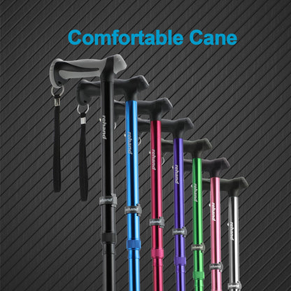 REHAND Walking Cane - Foldable, Adjustable, Collapsible Walking Canes for Men & Women, Heavy Duty All Terrain Tip, with Travel Bag | Walking Sticks for Seniors & Adults (Natural Black)