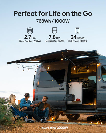 BLUETTI Solar Generator AC70 with 100W Solar Panel (Ships Separately), 768Wh Portable Power Station with 2 1000W (Power Lifting 2000W) AC Outlets, 0-80% in 45 Min, LFP Backup Power for Camping